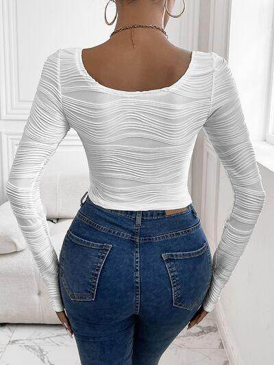 Perfee Scoop Neck Long Sleeve Top for Women Fashion